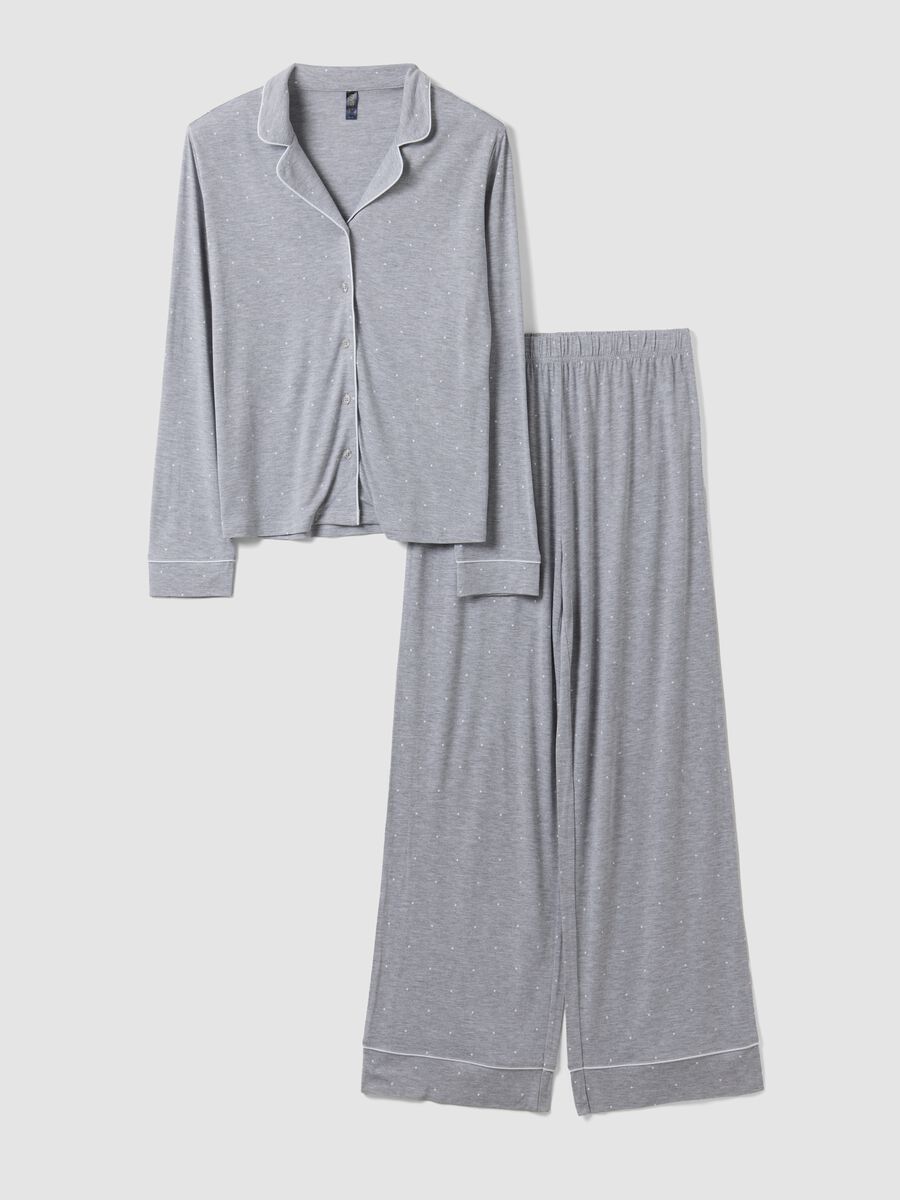 Grey pure viscose polka-dot V-neck pyjamas_4