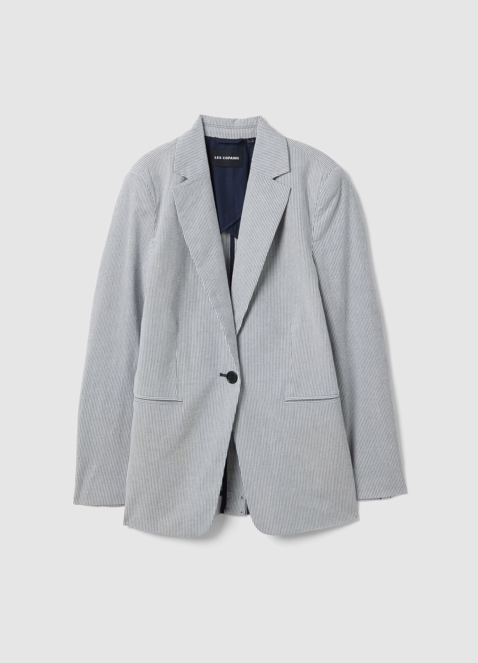 Grey Stretch Cotton Blazer