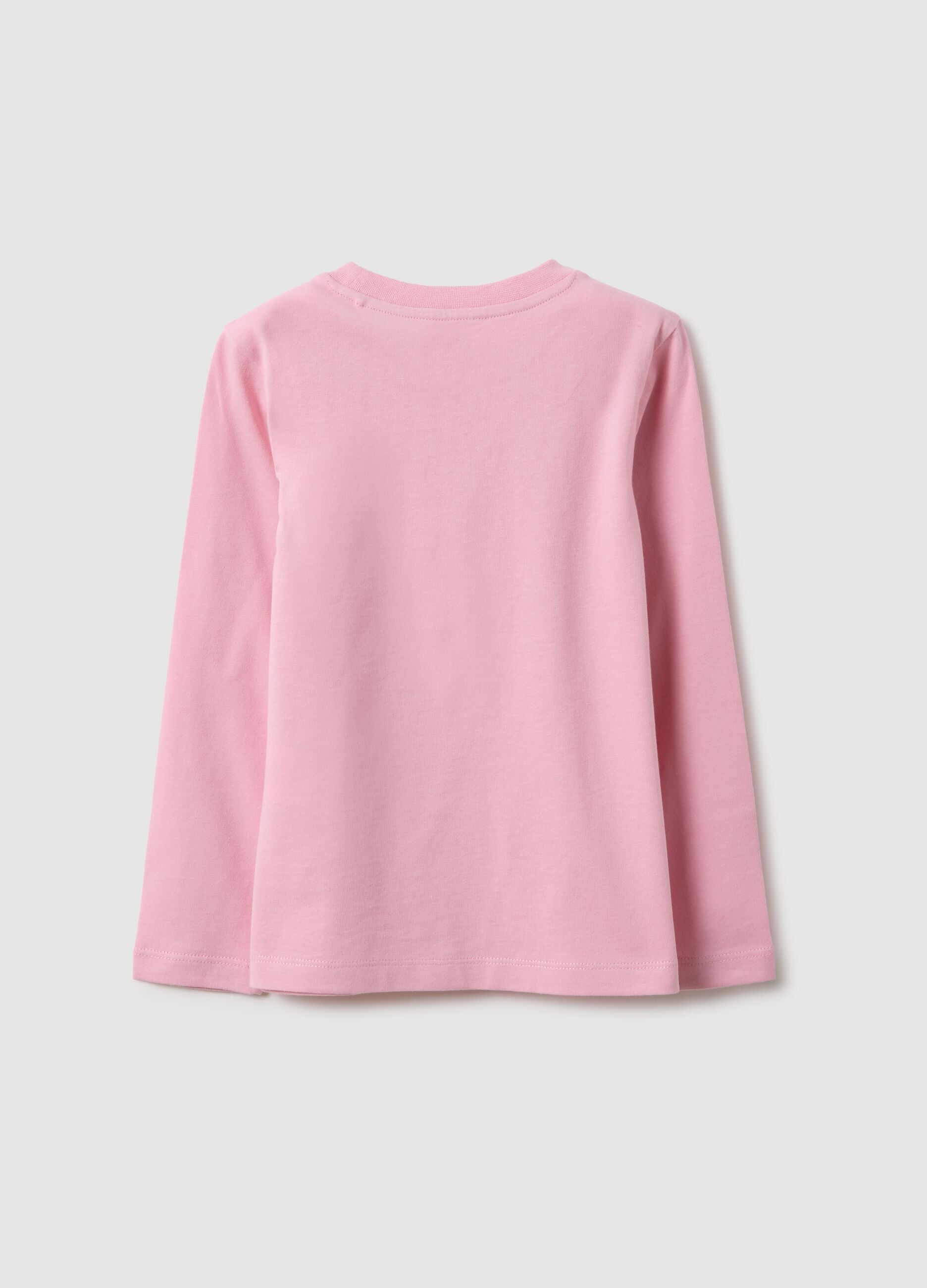 Girl's pink pure cotton top regular fit with print