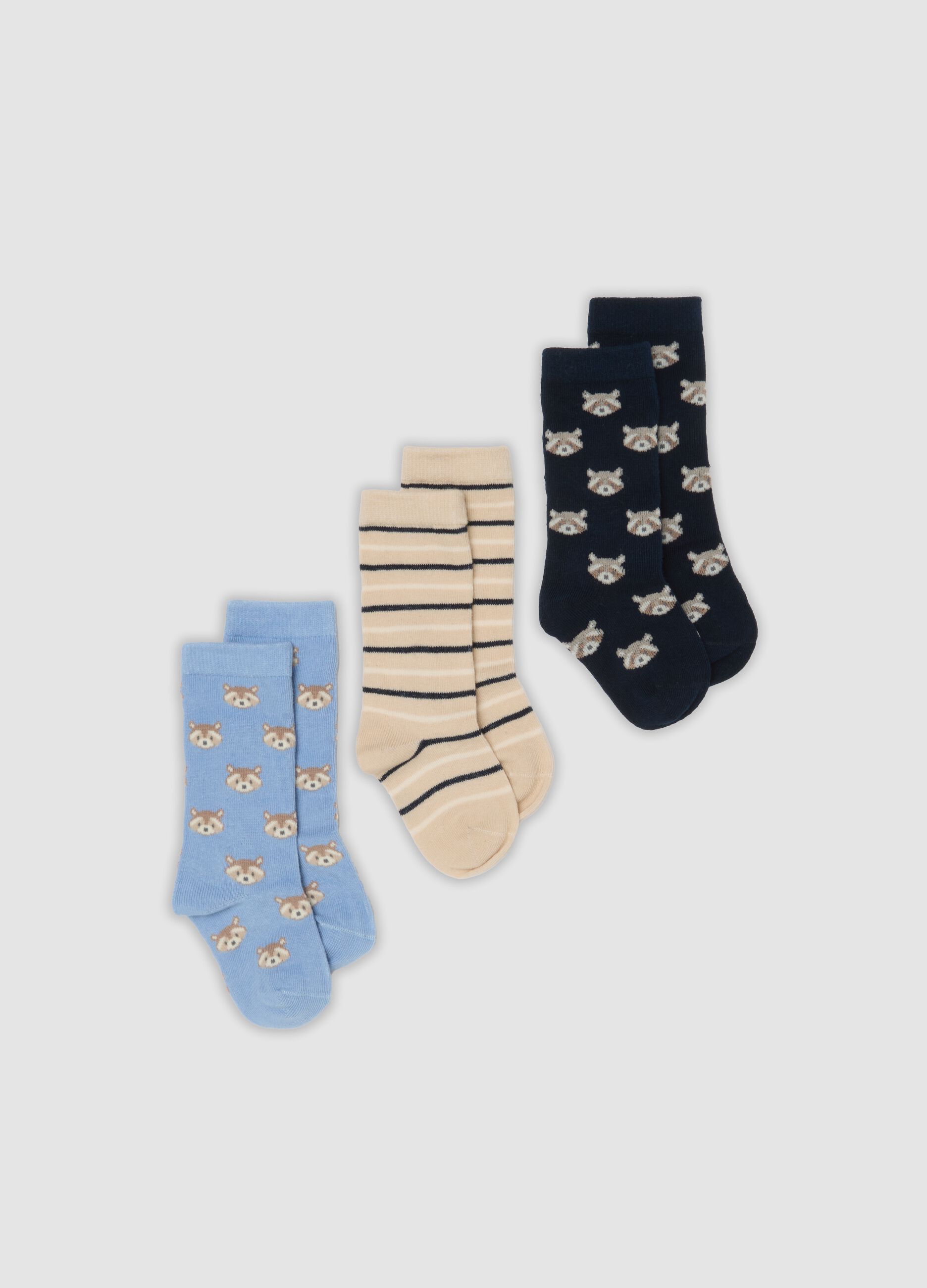 3-pack of blue socks in stretchy organic cotton