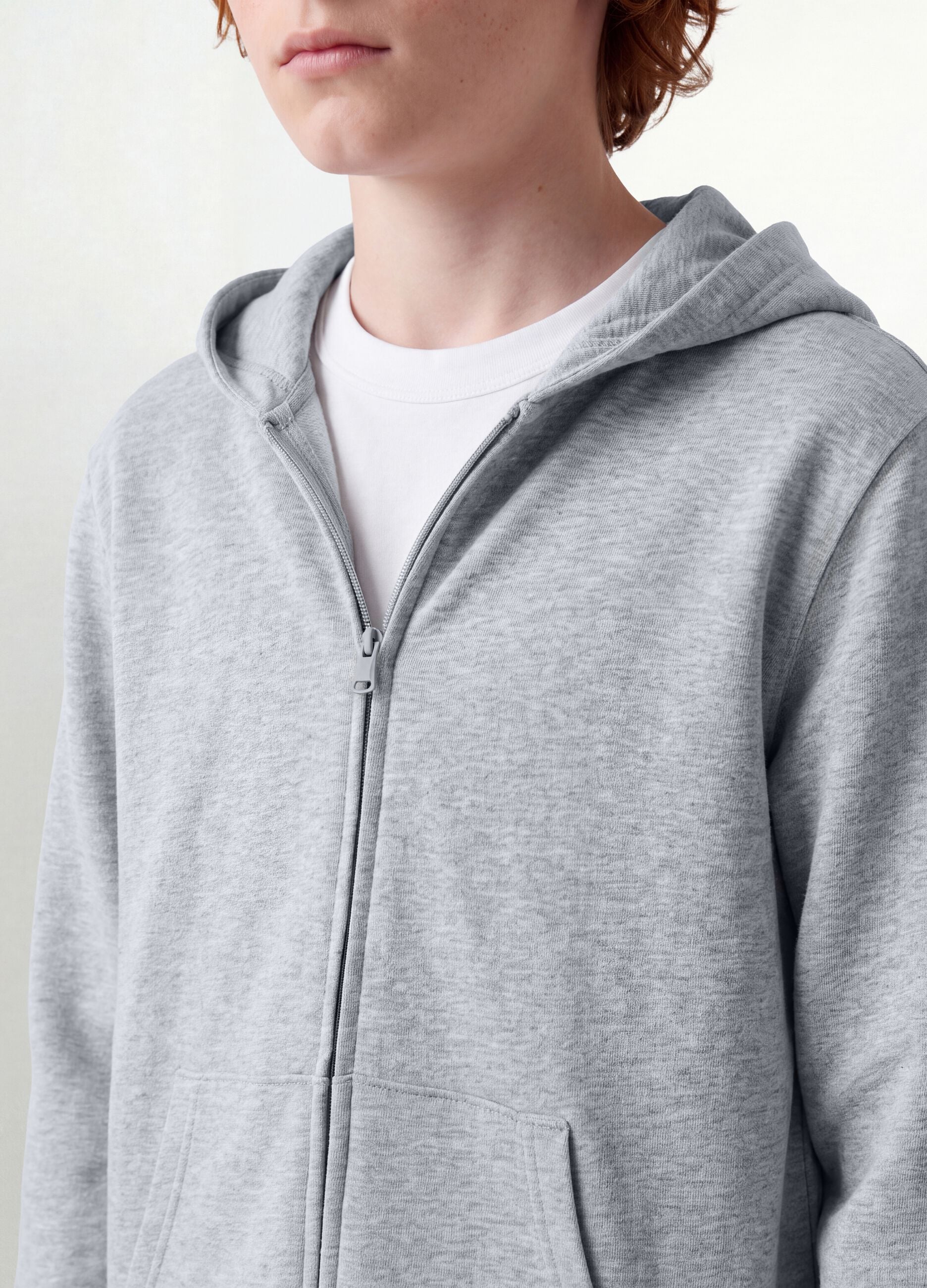 Grey hoodie in 100% organic cotton, regular fit, for boys