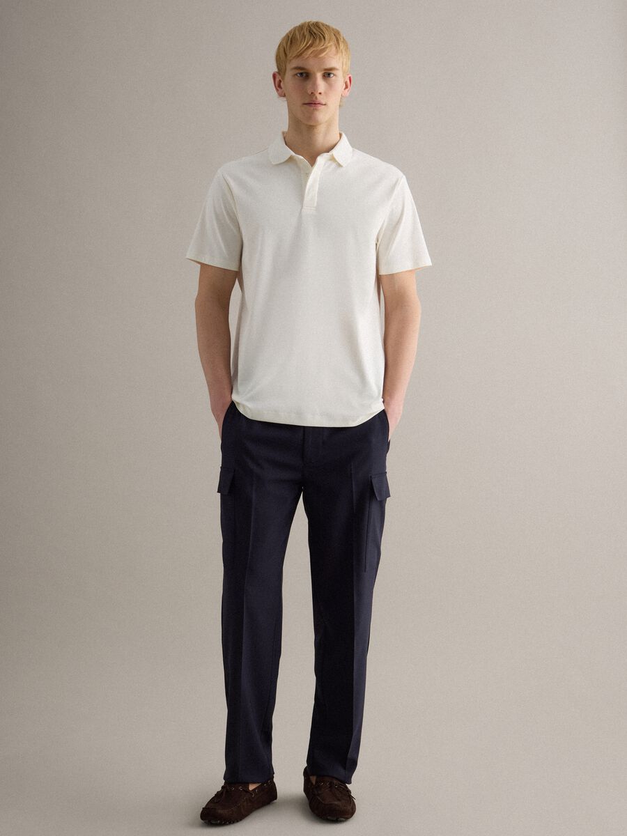 White polo shirt in pure mercerised cotton, regular fit_2