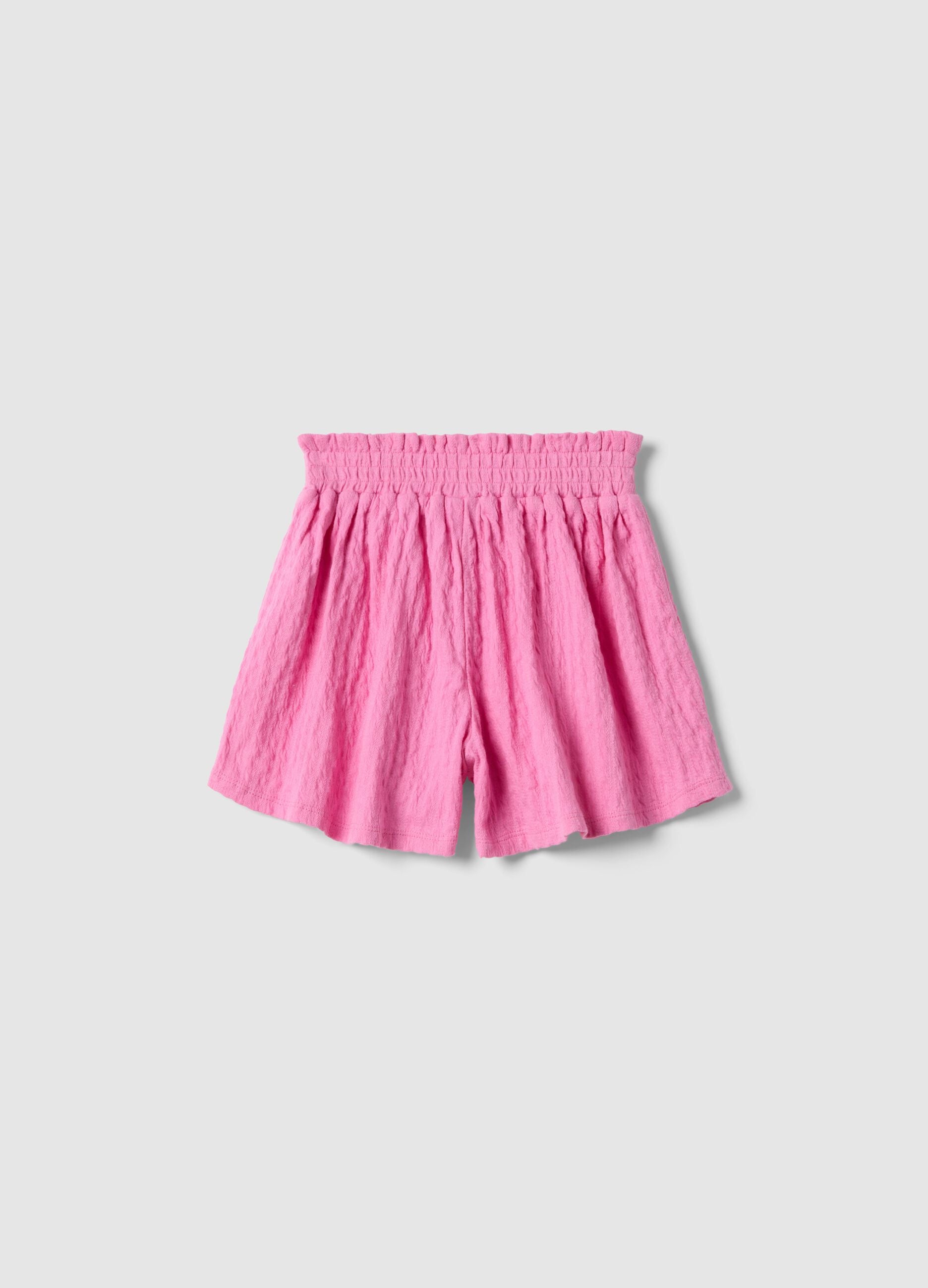 Girls&rsquo; pink stretch cotton shorts, regular fit