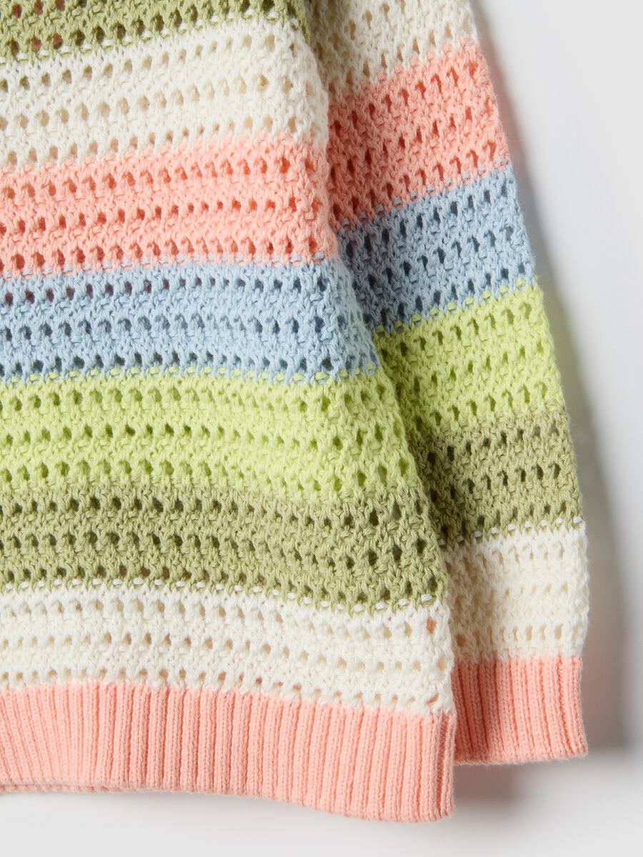 Multicolour pure cotton perforated jumper for girls_3