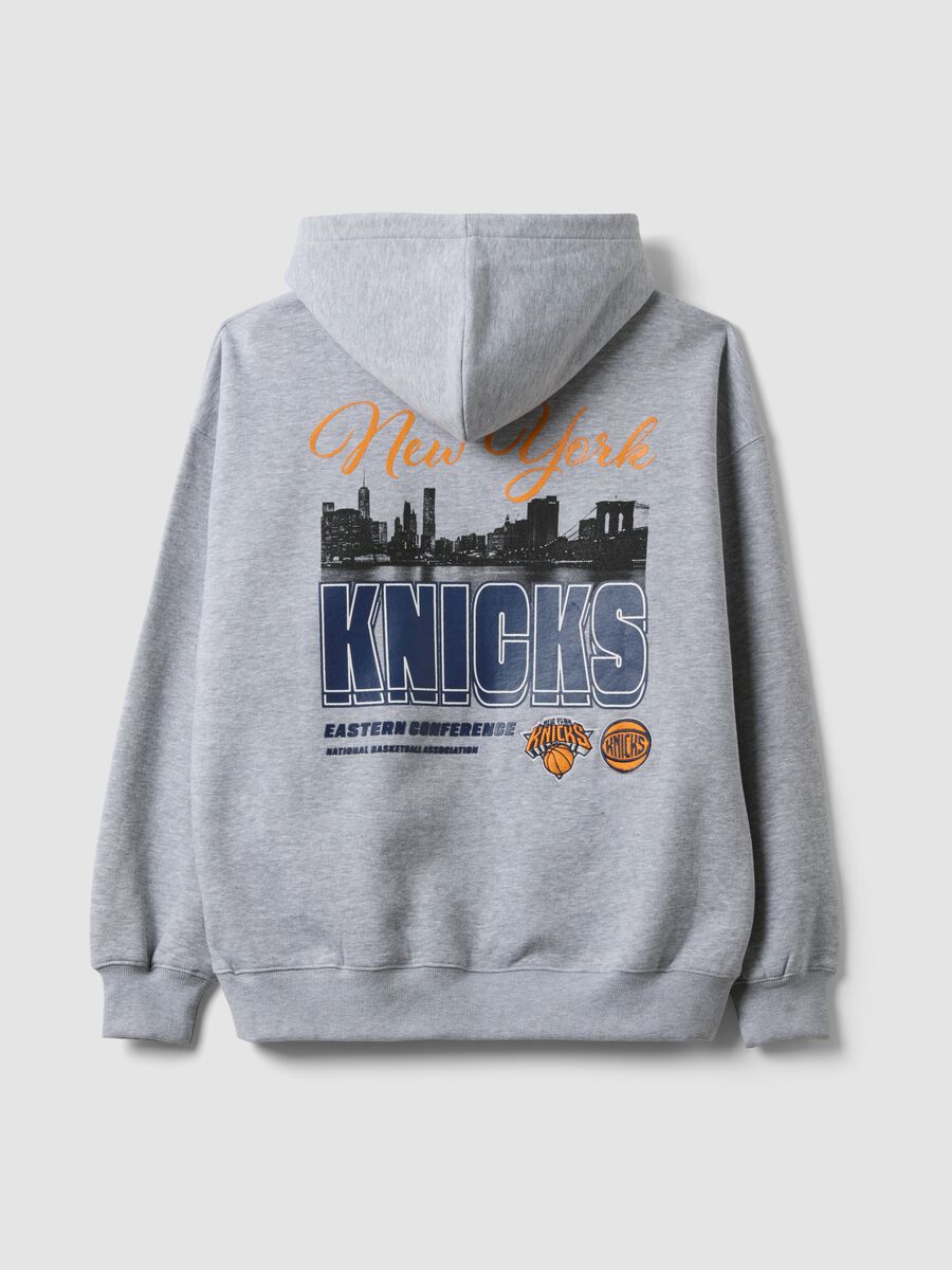 Grey cotton-blend hoodie with Knicks print_2