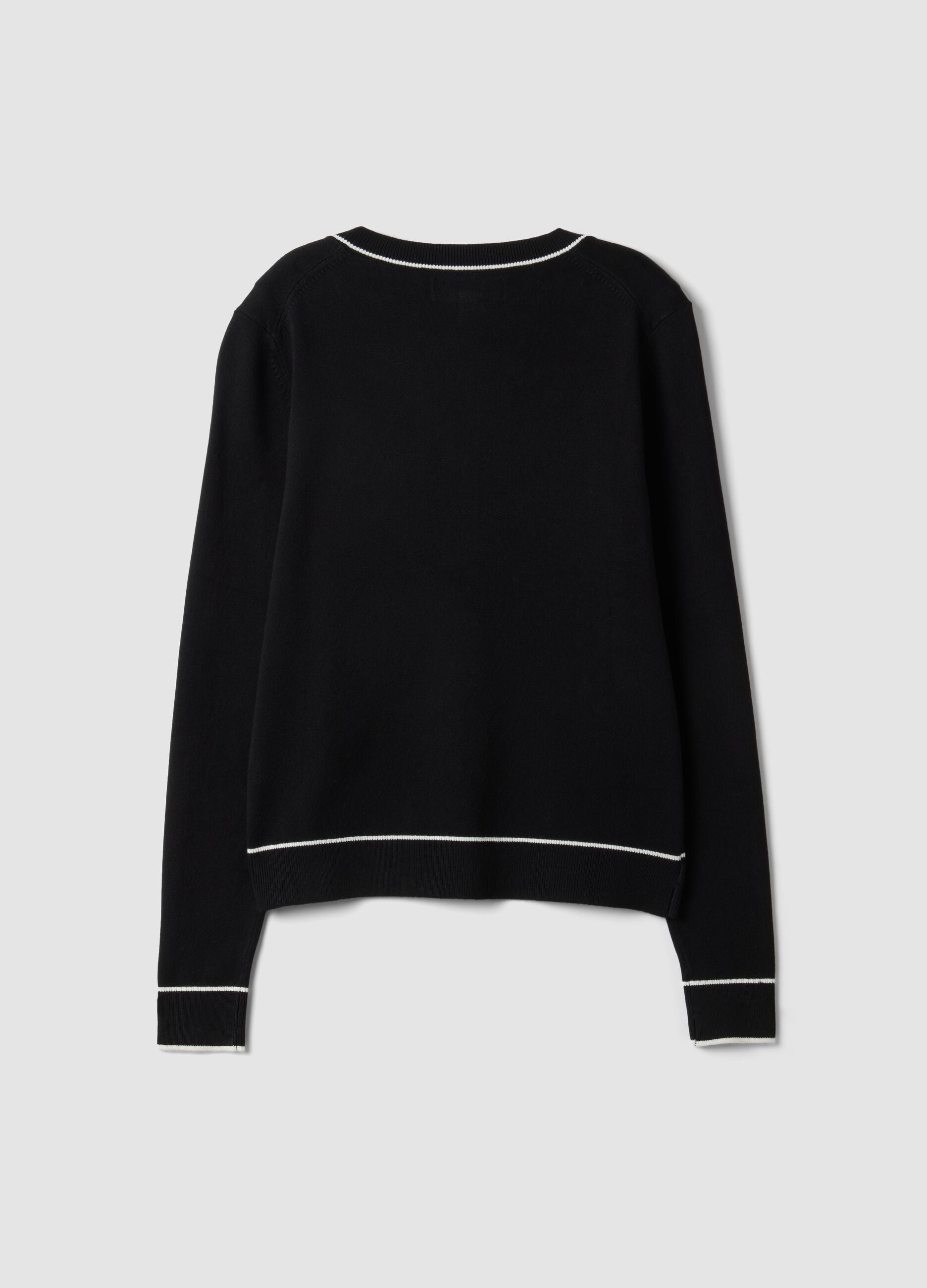Black stretch viscose regular-fit cardigan