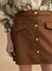 Brown regular fit mini skirt with gold buttons_3