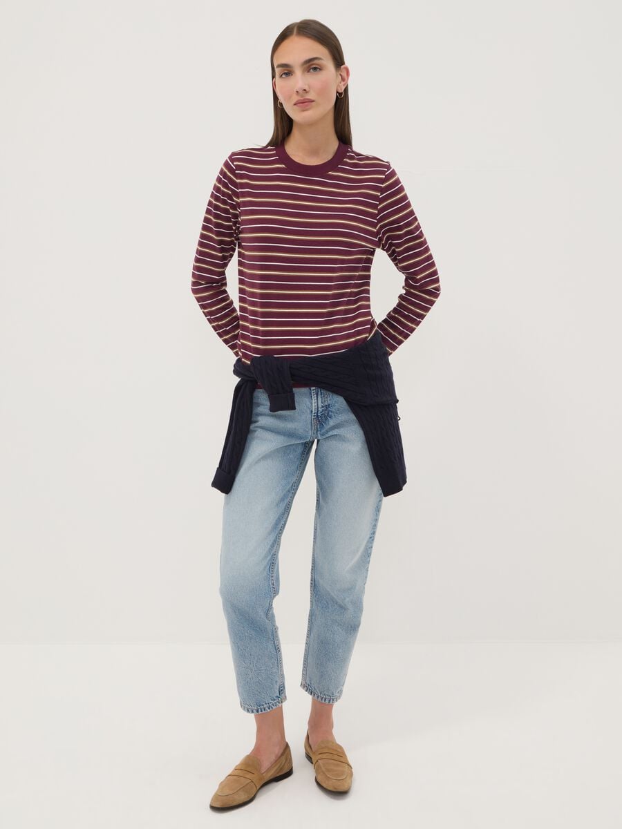 Multicolour pure cotton striped crew-neck T-shirt, regular fit_2