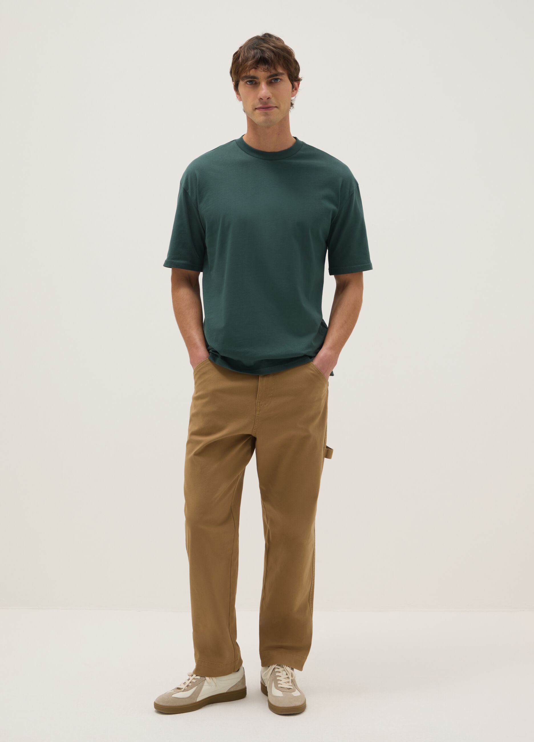 Green pure cotton relaxed fit t-shirt