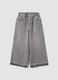 Girls' Grey Wide-Leg Pure Cotton Jeans with Elasticated Waist_0