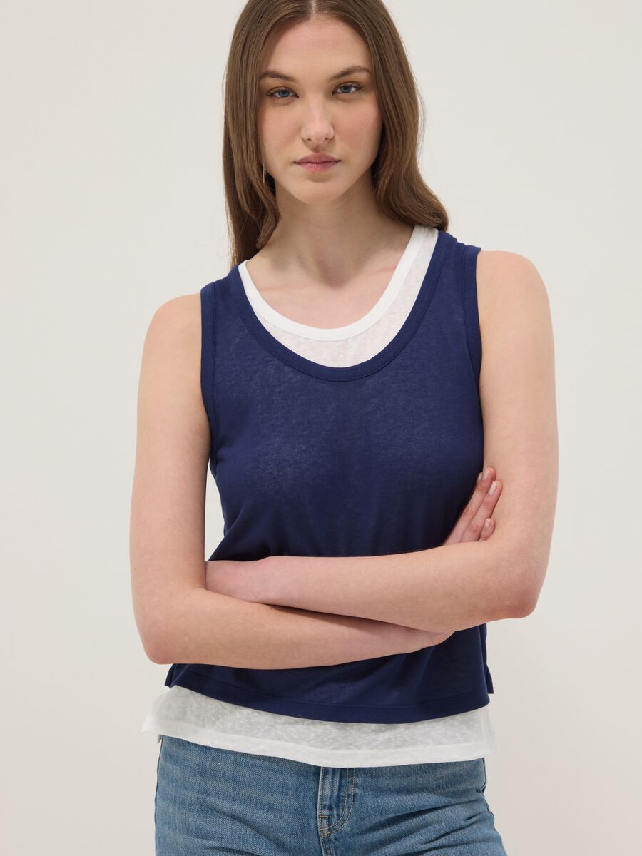 Blue viscose-blend regular-fit tank top_1