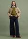 Navy stretch cotton wide-leg trousers_0
