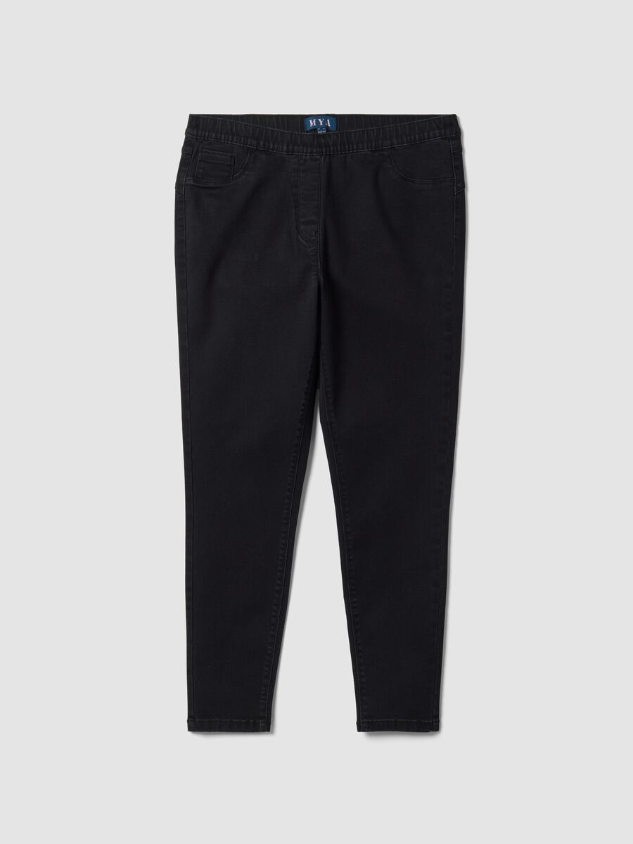 Black skinny jeggings in stretch cotton and viscose_0