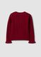 Red pure cotton openwork knit cardigan for baby girl_2