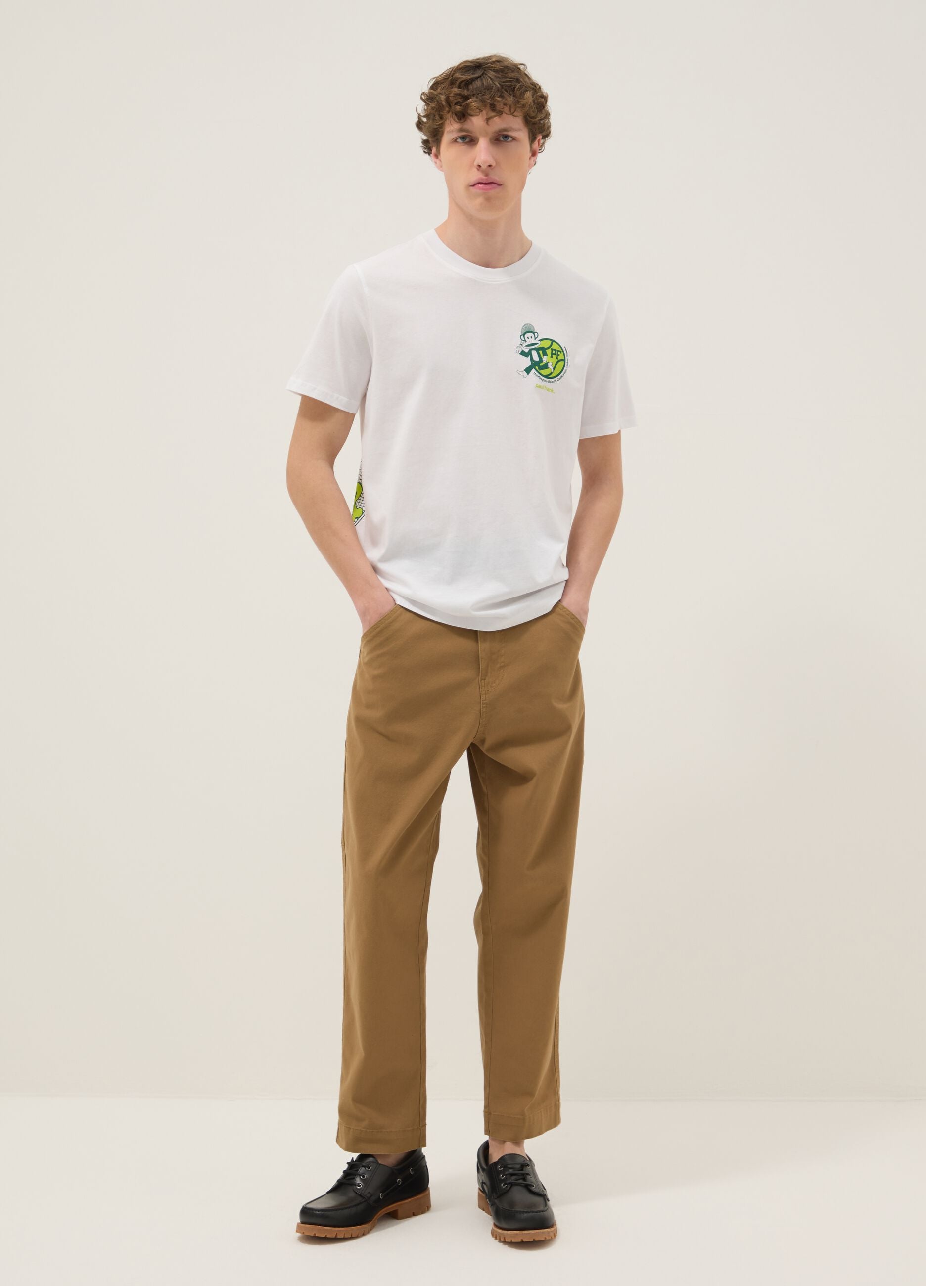 White Paul Frank print T-shirt in pure cotton, regular fit