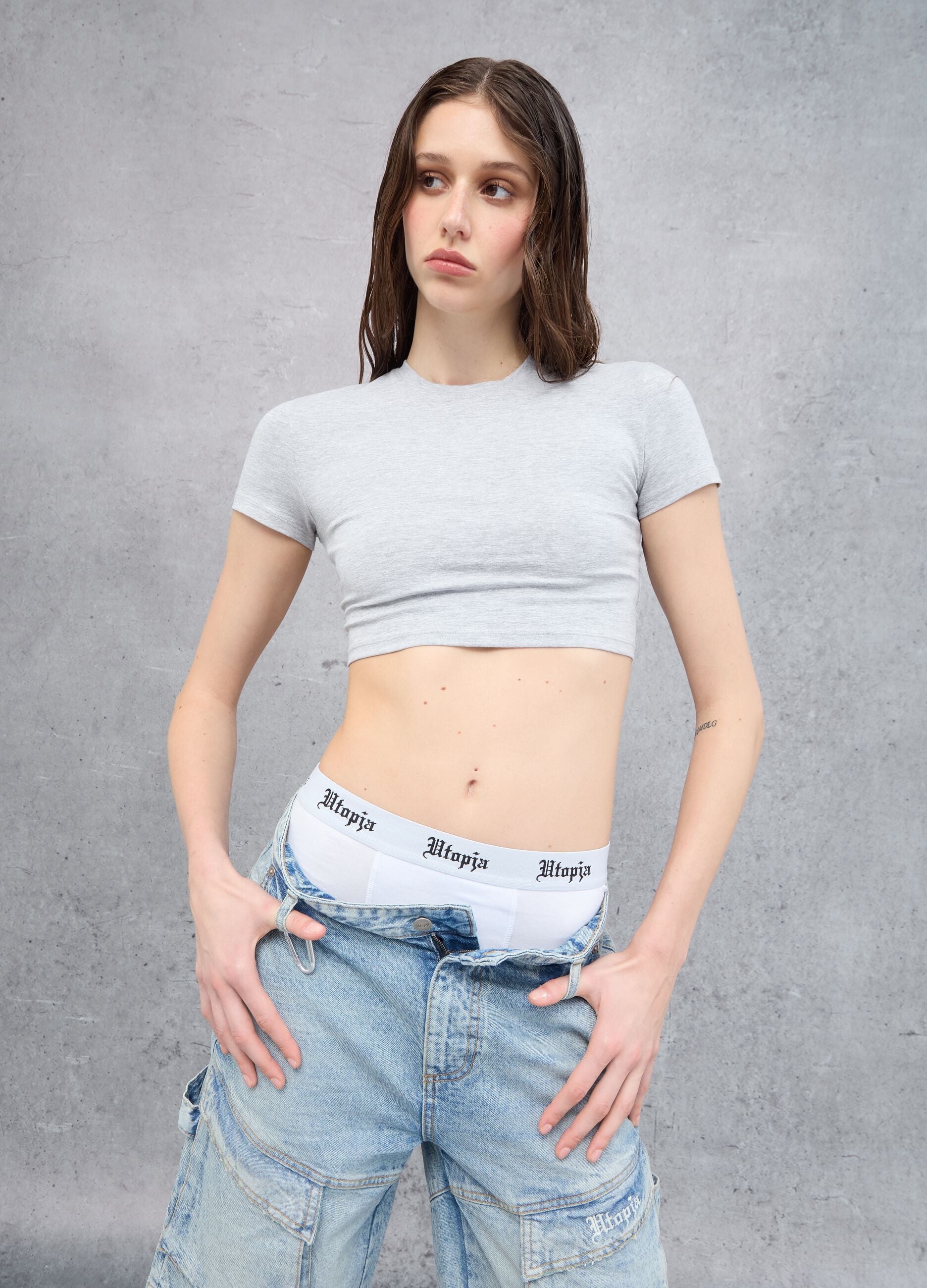 Vintage Grey crop T-shirt