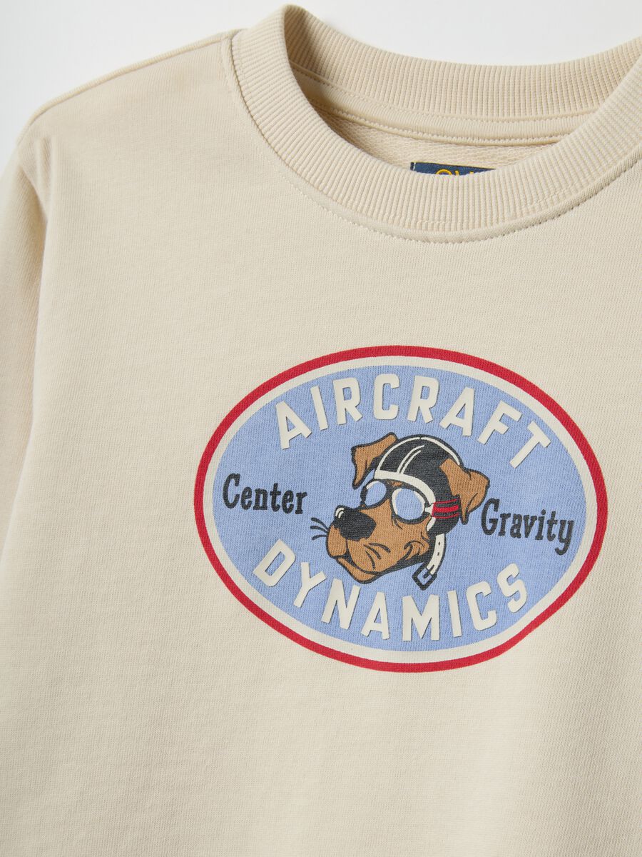 Beige Crew Neck Sweatshirt for Kids in Pure Cotton Regular Fit_2