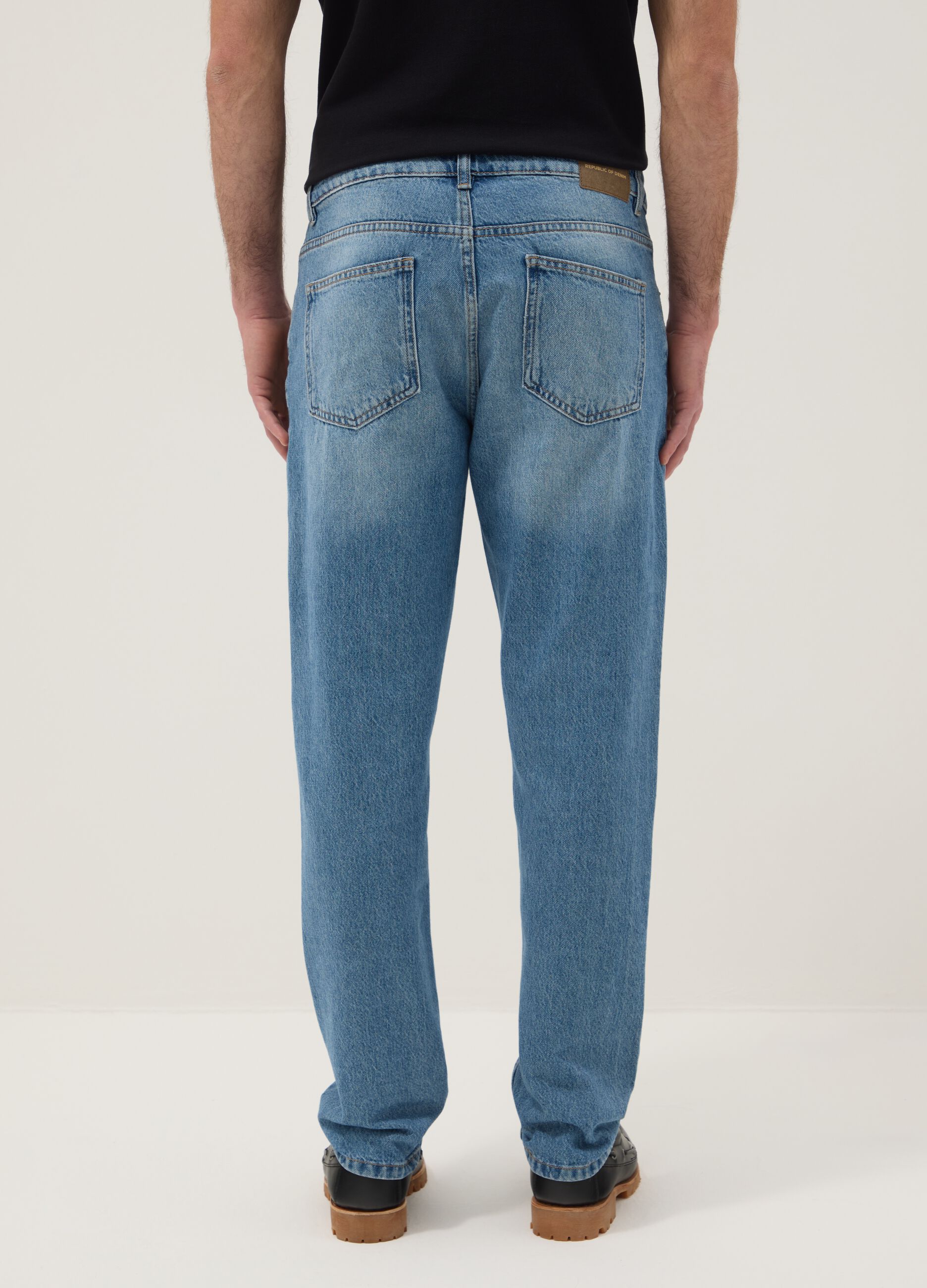 Pure Cotton Blue Denim Regular Fit Jeans