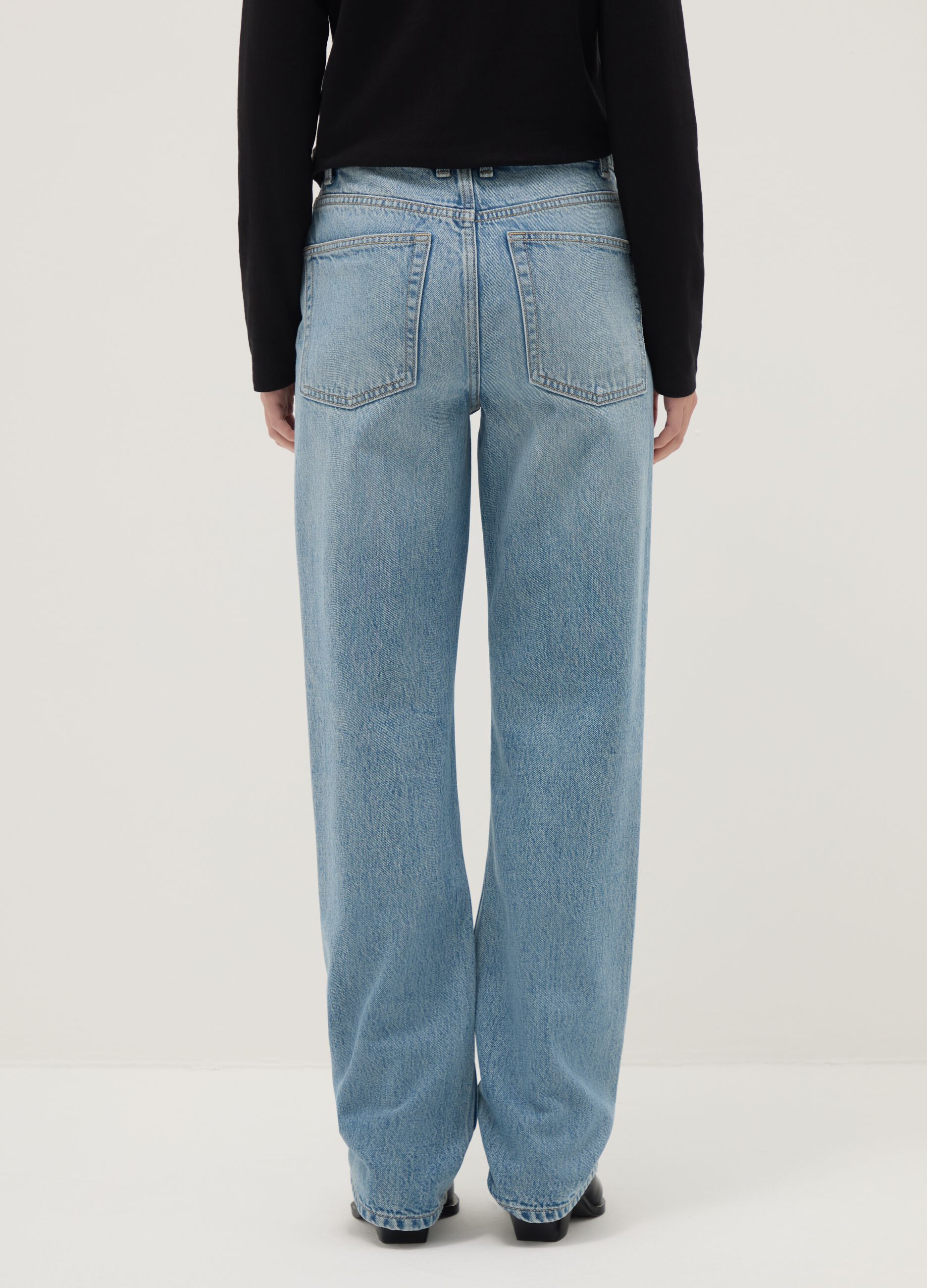 Blue pure cotton straight fit jeans