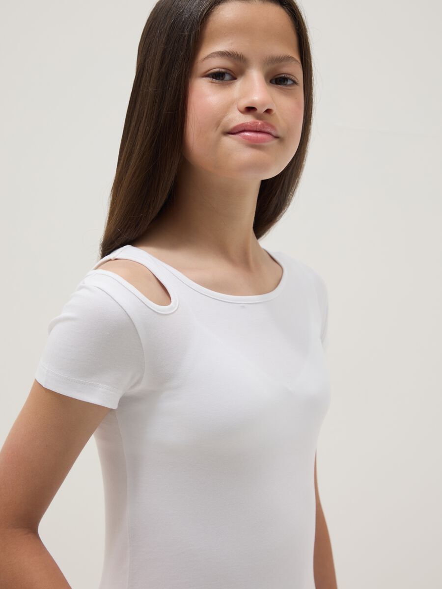T-shirt bianca in cotone organico a maniche corte_2