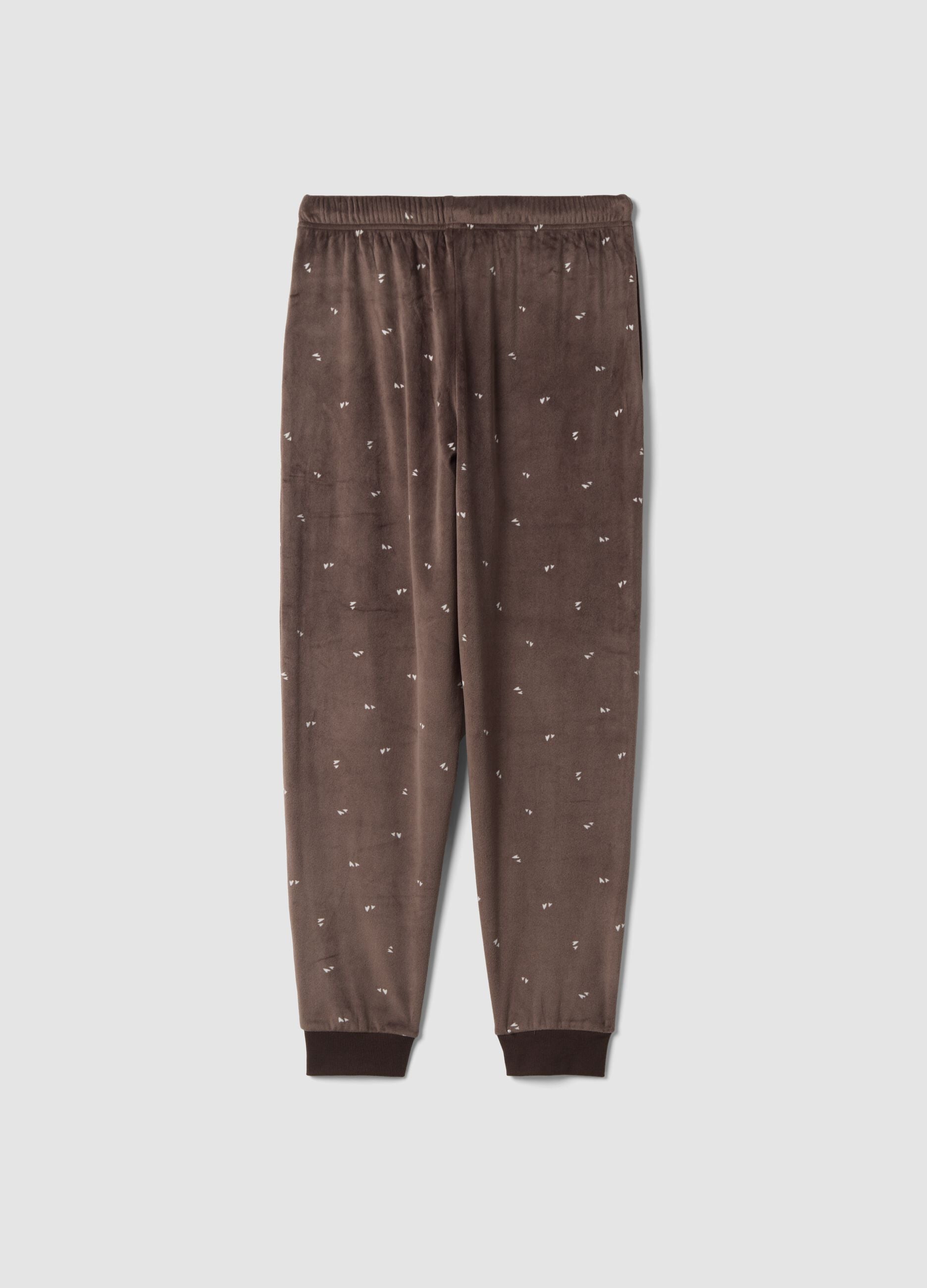 Brown stretch-fabric pyjama trousers