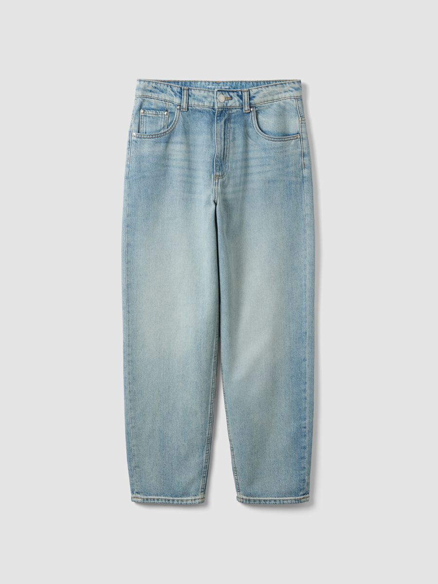 Jeans baggy in puro cotone denim azzurri da ragazzo_3