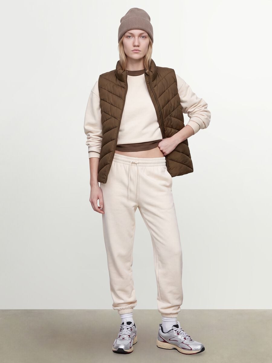 Green Ultralight Quilted Gilet with Zip and High Neck_1