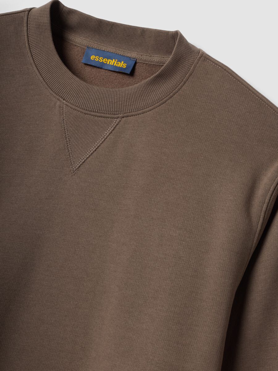 Grey crew neck sweatshirt in cotton blend, regular fit_5