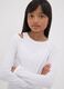 White organic stretch cotton T-shirt with shoulder cut-out for girls_0