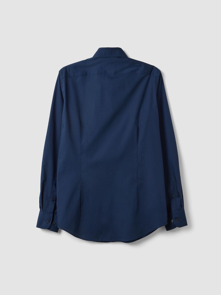 Blue slim-fit shirt with classic collar, easy-iron finish_1