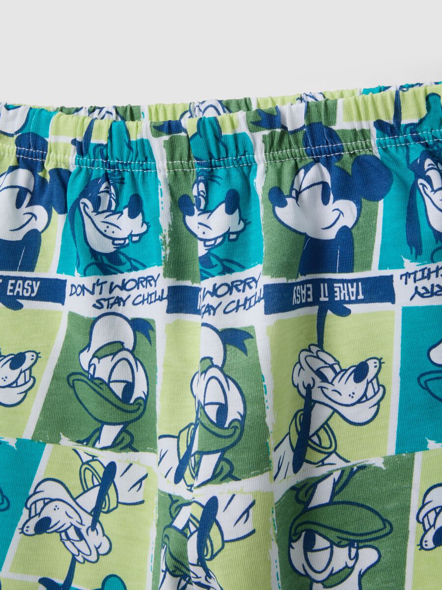 Pigiama in puro cotone multicolor con stampa Mickey Mouse per neonati_3