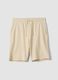 Regular fit beige cotton blend shorts_4