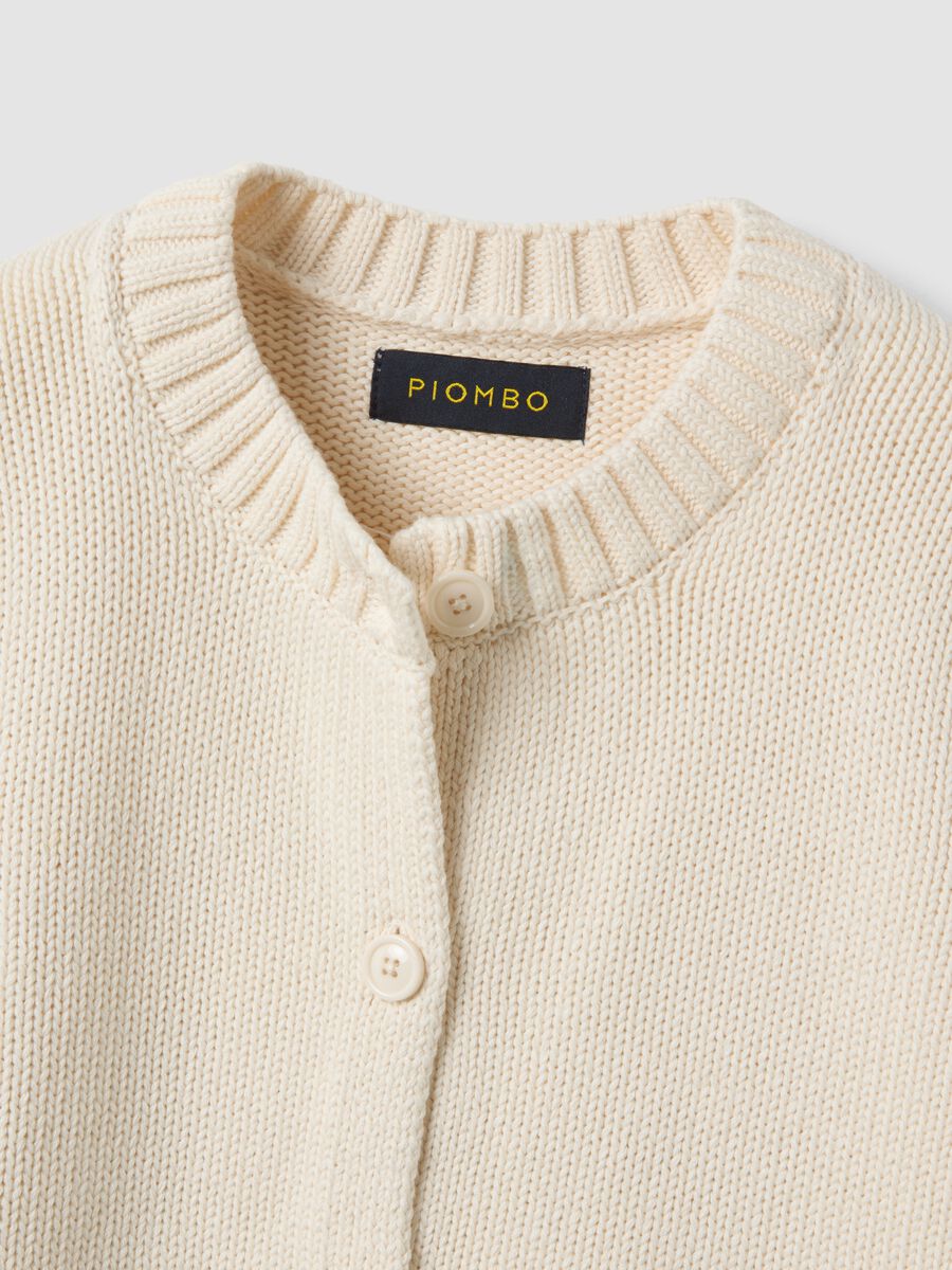 Beige pure cotton cardigan with buttons, regular fit_5