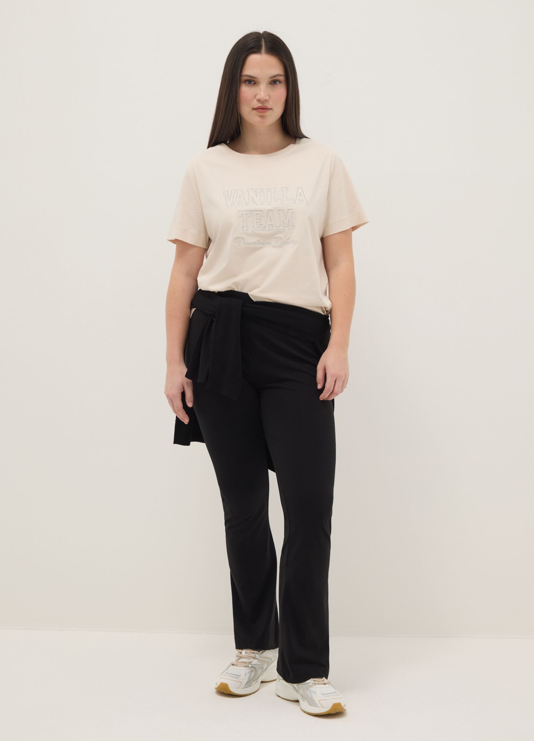 Beige pure cotton regular fit T-shirt with print