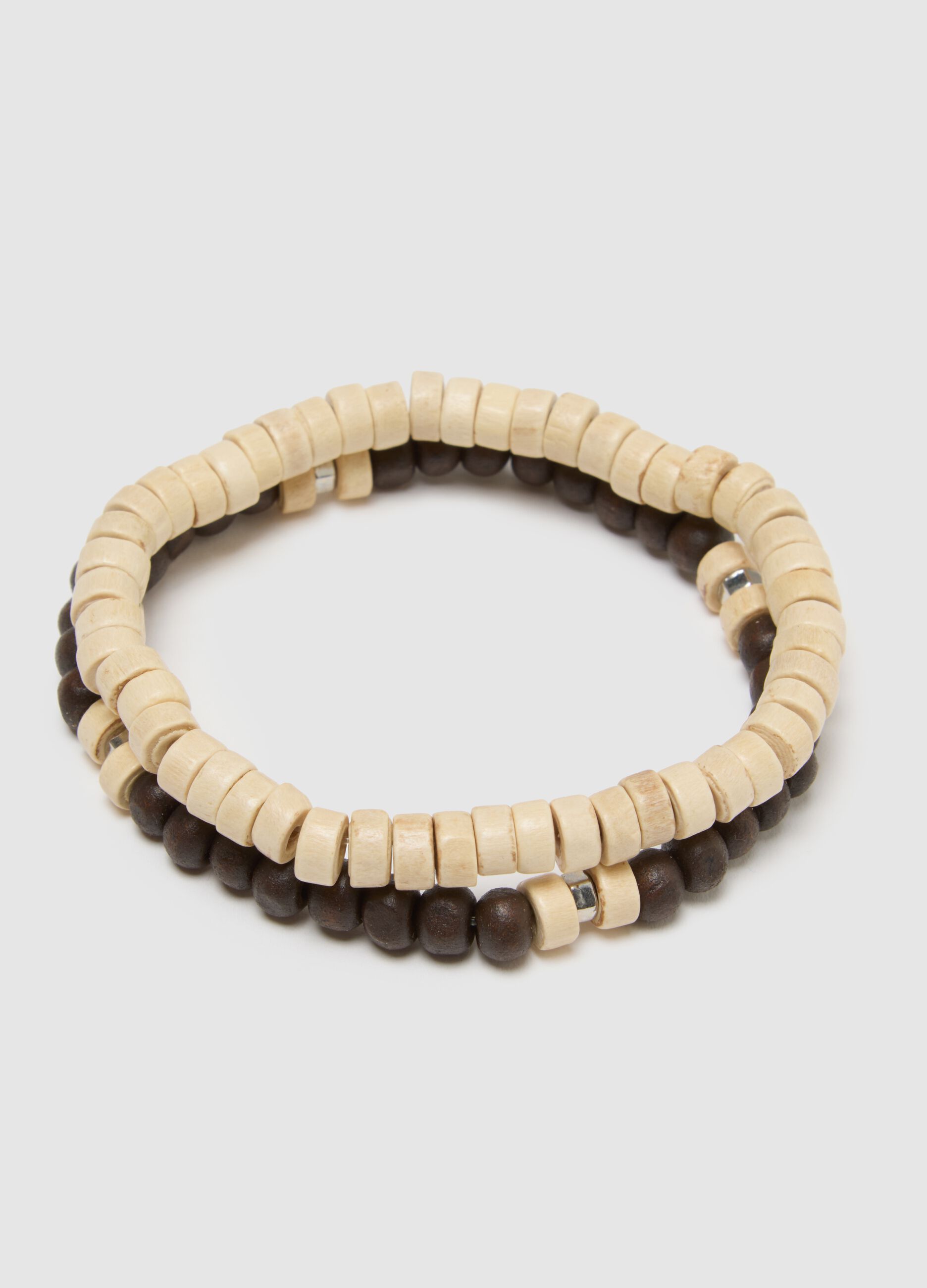 Bipack bracciali in legno multicolor