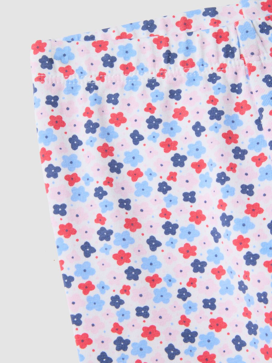 Leggings slim in cotone elasticizzato multicolor da bimba con fiori_2
