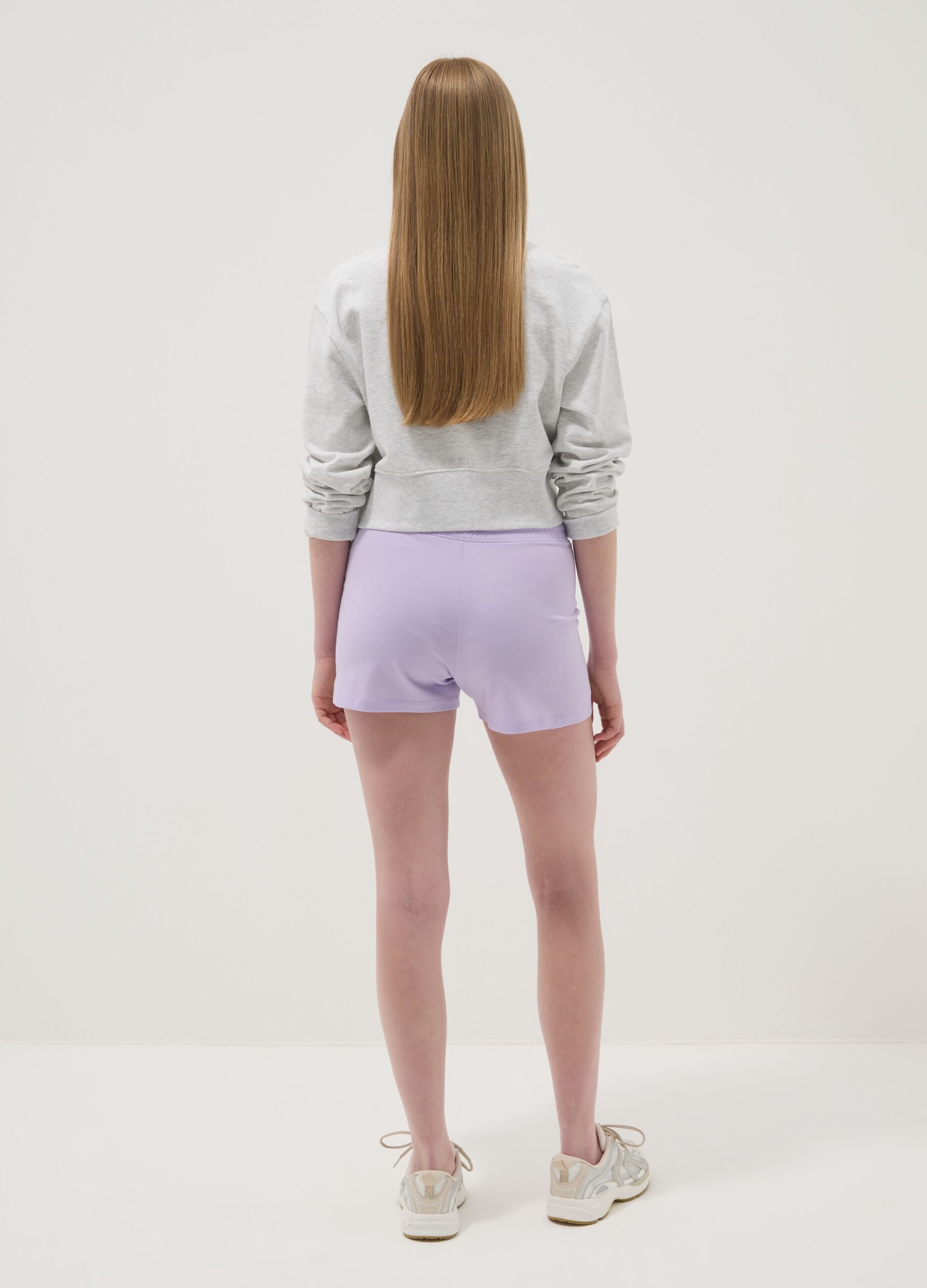 Girls&rsquo; purple pure cotton regular-fit shorts