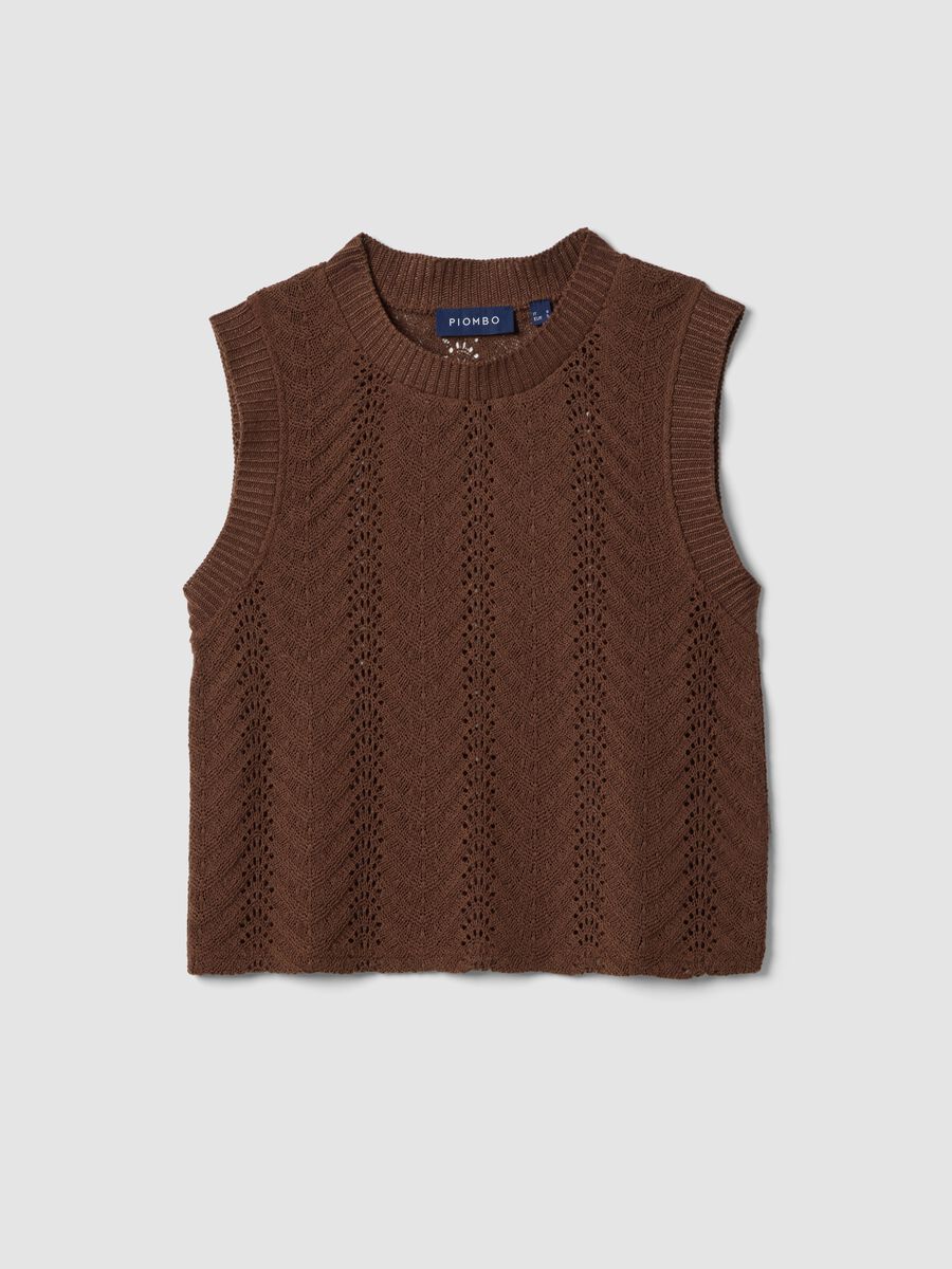 Gilet marrone regular fit con design traforato_4
