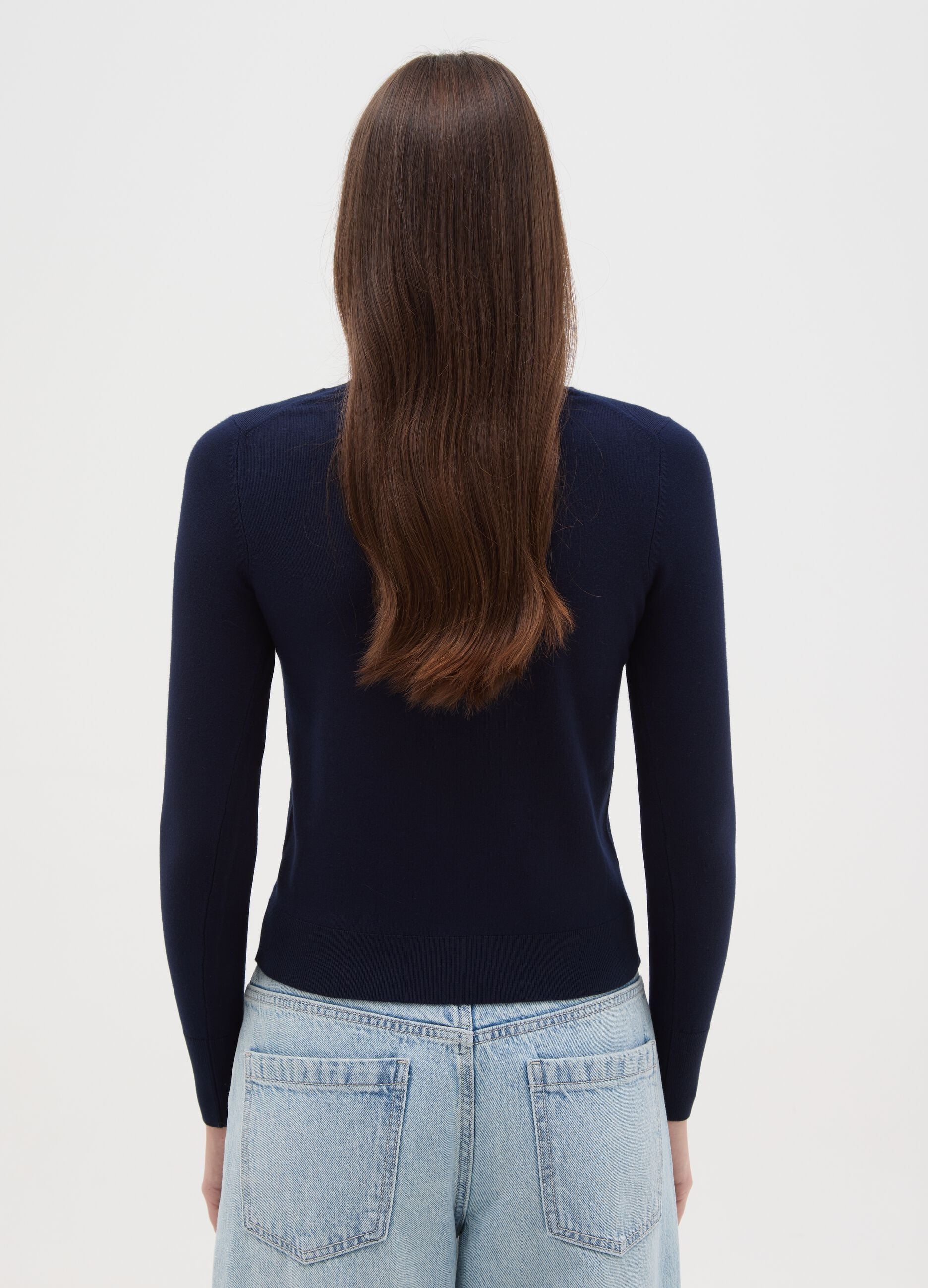 Blue Sweater with Fitted Fit