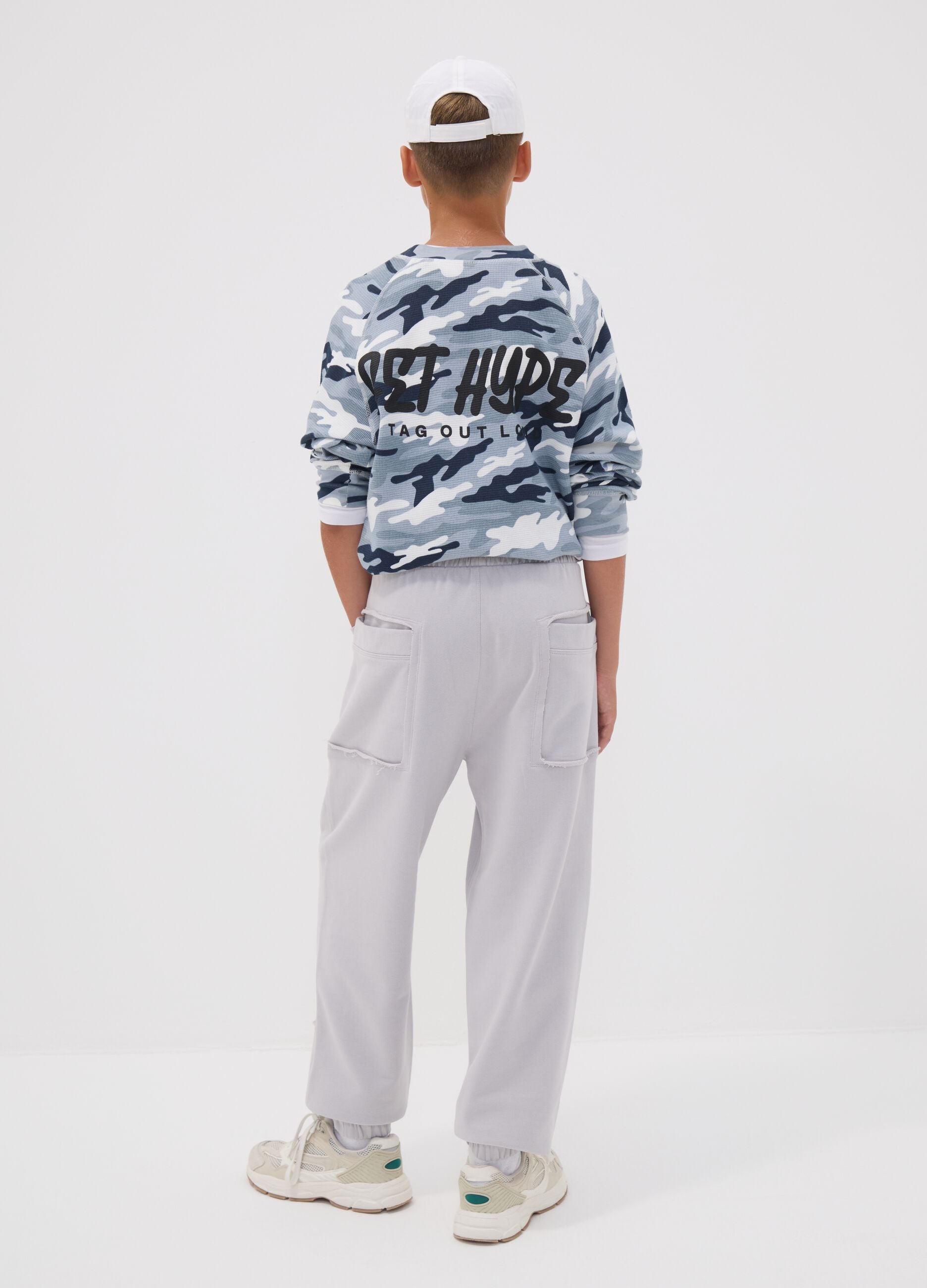 Grey pure cotton joggers with "Way Up" graphic for boys
