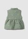Green padded jacket for baby girls with floral embroidered design, regular fit_1