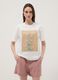 White pure cotton T-shirt with floral print_0