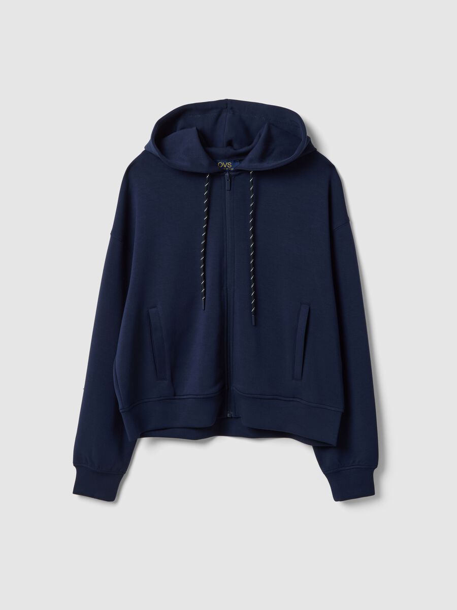 Felpa in misto modal blu regular fit con full zip_4