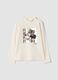 White stretch cotton Minnie print top_0