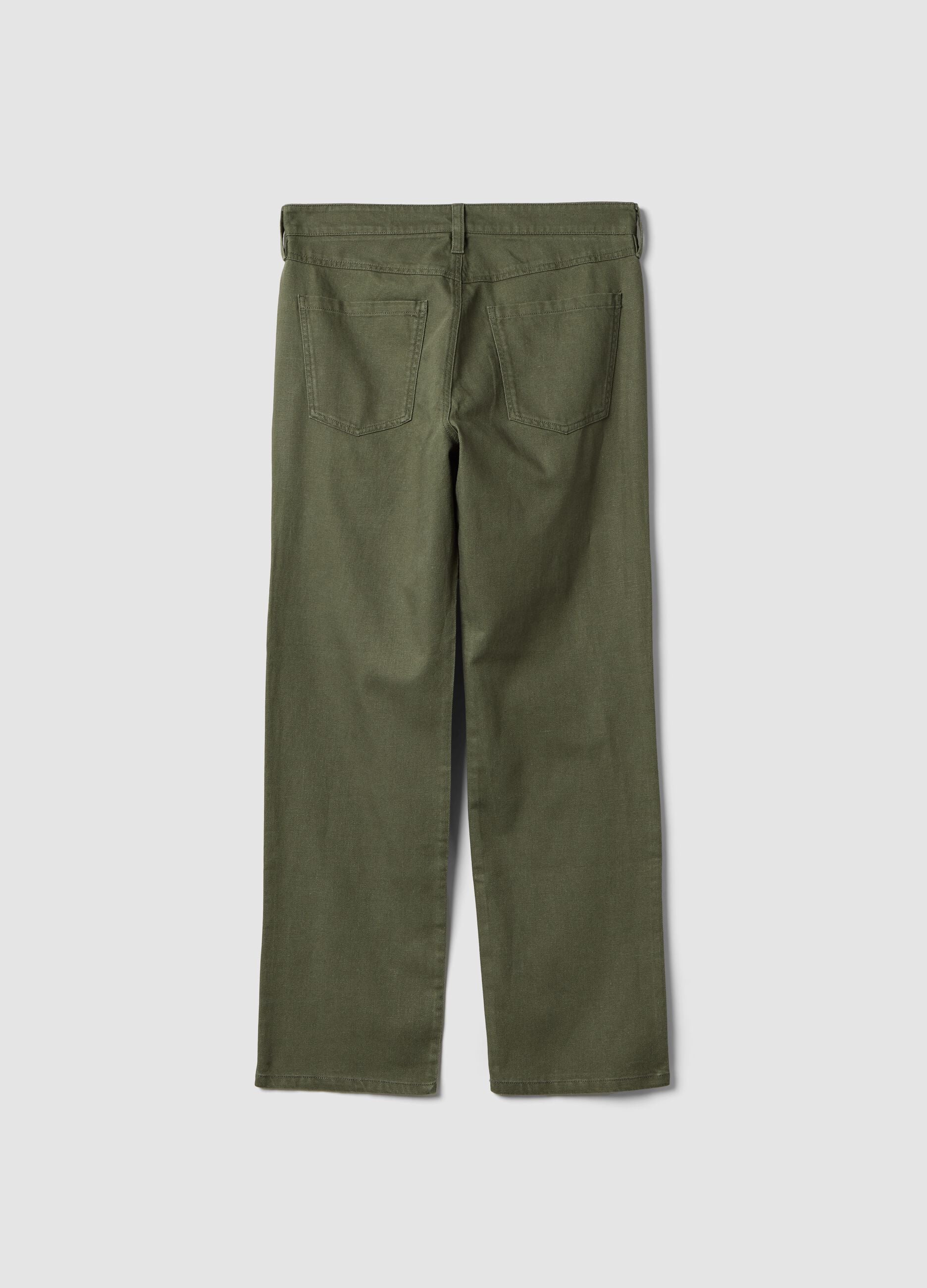 Green linen-cotton blend trousers