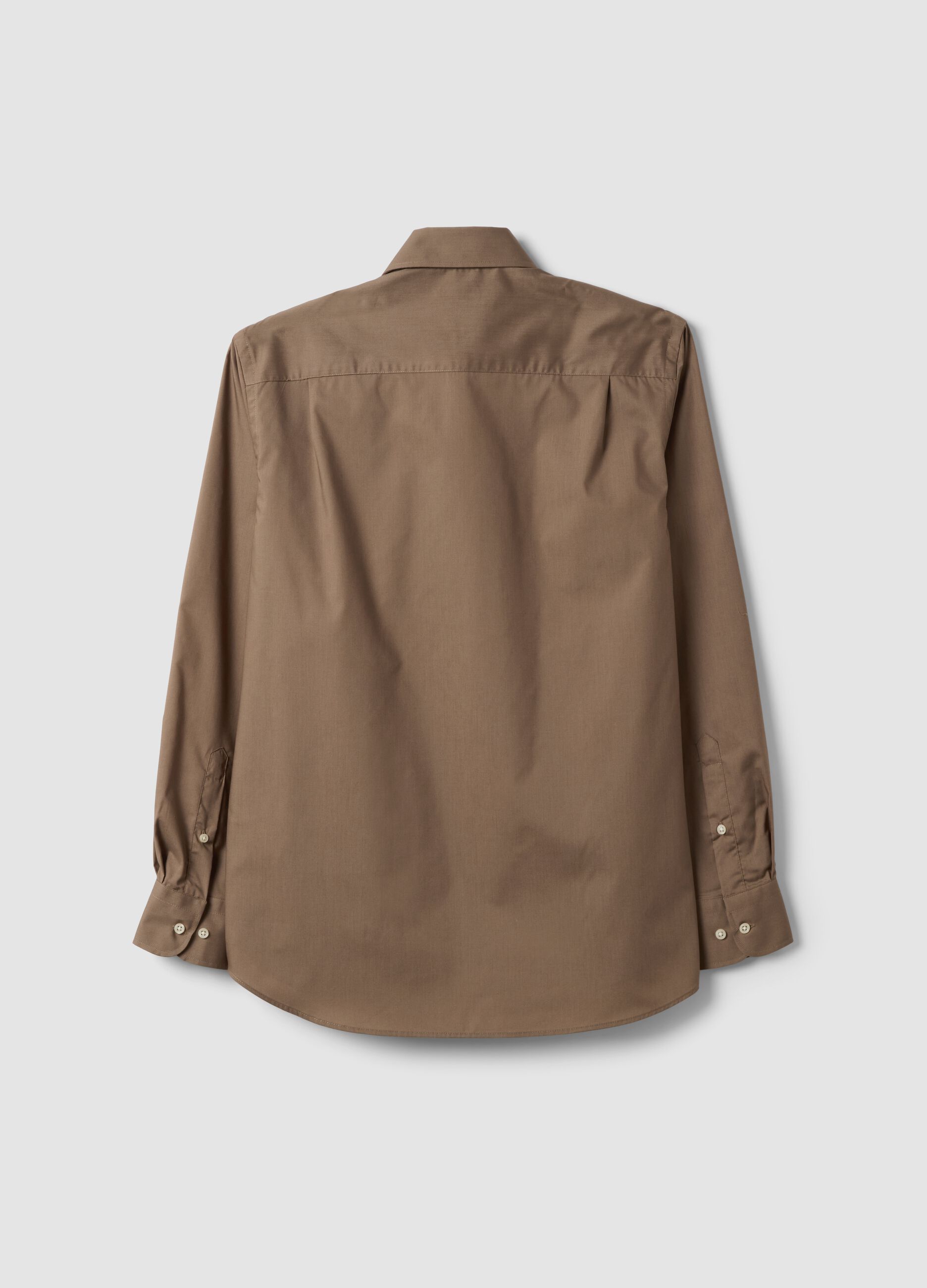 Brown regular-fit easy-iron button-down collar shirt