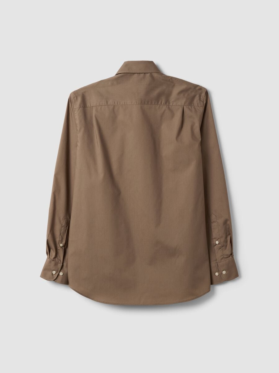 Brown regular-fit easy-iron button-down collar shirt_5