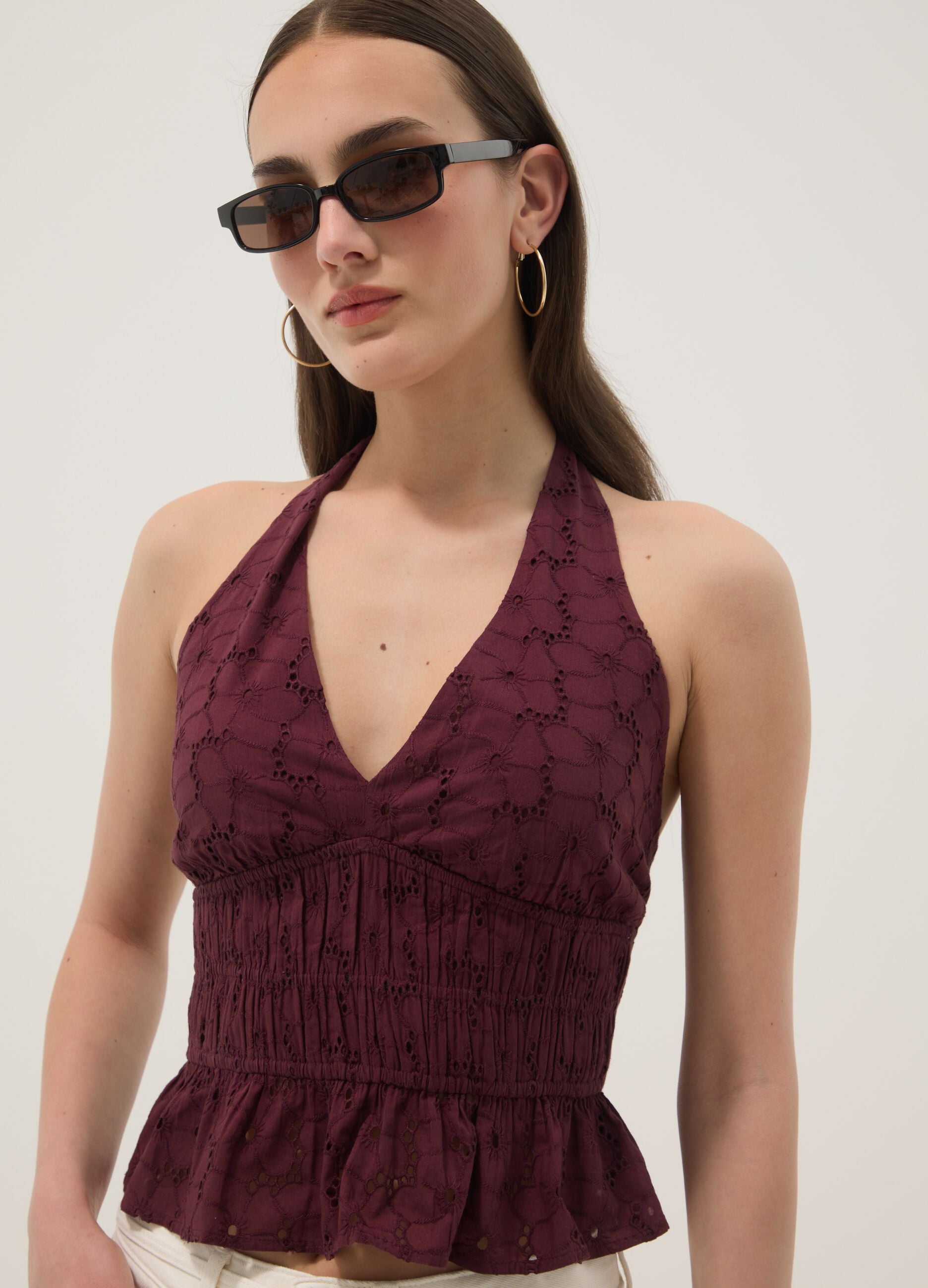 Purple pure cotton halterneck top