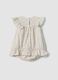 Yellow pure cotton baby girl romper with ruffles and floral print_1