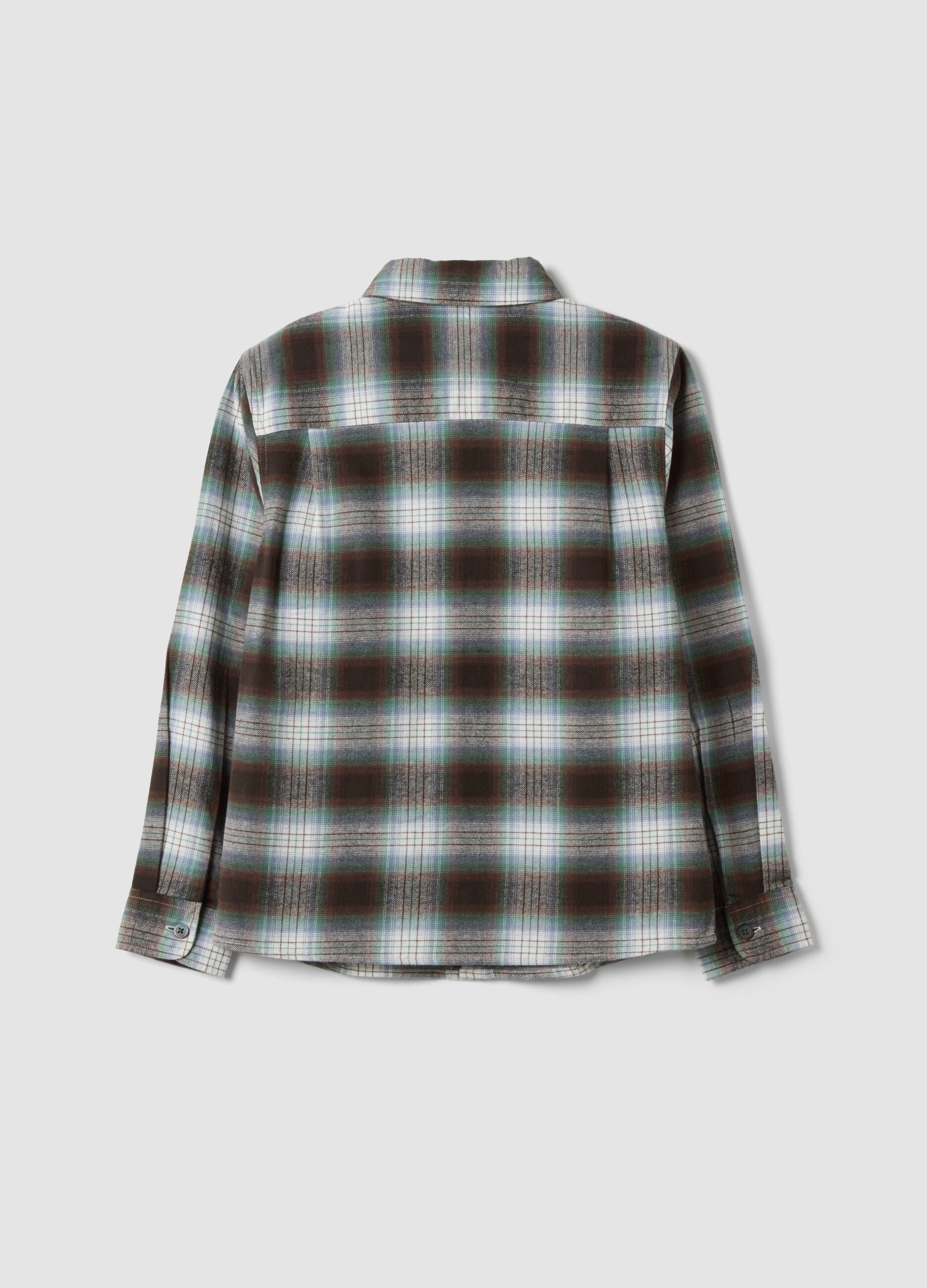 Brown checked pure cotton shirt